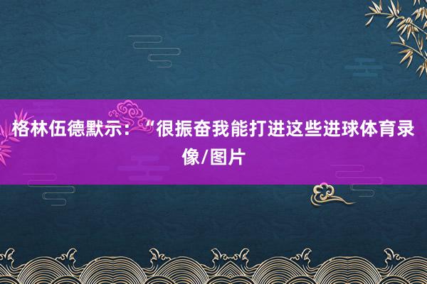 格林伍德默示：“很振奋我能打进这些进球体育录像/图片