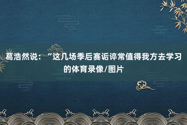 葛浩然说：“这几场季后赛诟谇常值得我方去学习的体育录像/图片
