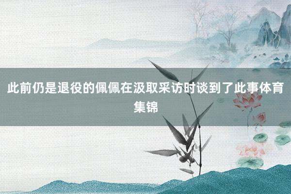 此前仍是退役的佩佩在汲取采访时谈到了此事体育集锦